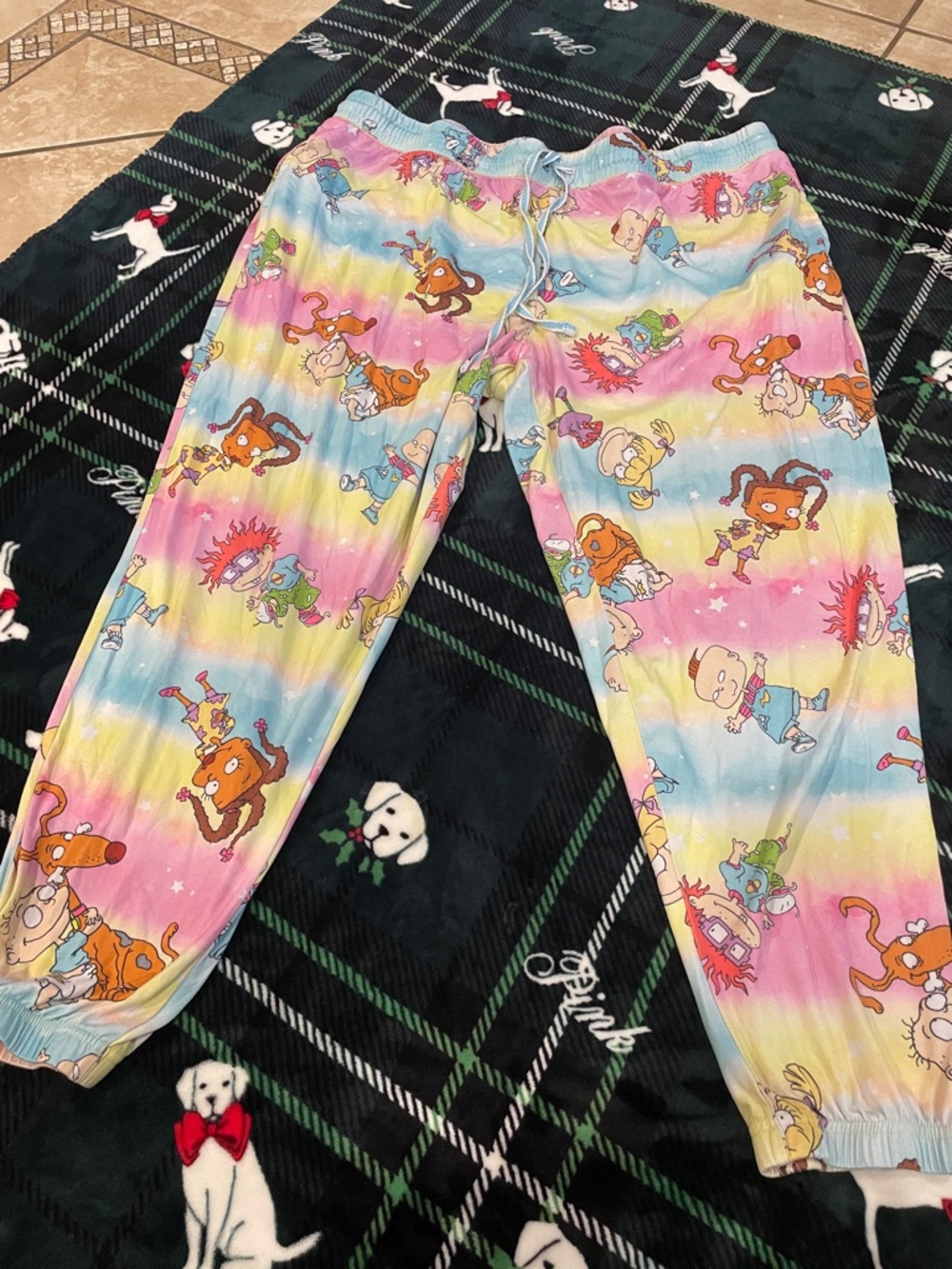 Nickelodeon Pastel Rainbow Rugrats Pajama Bottoms - Pink Blue Yellow